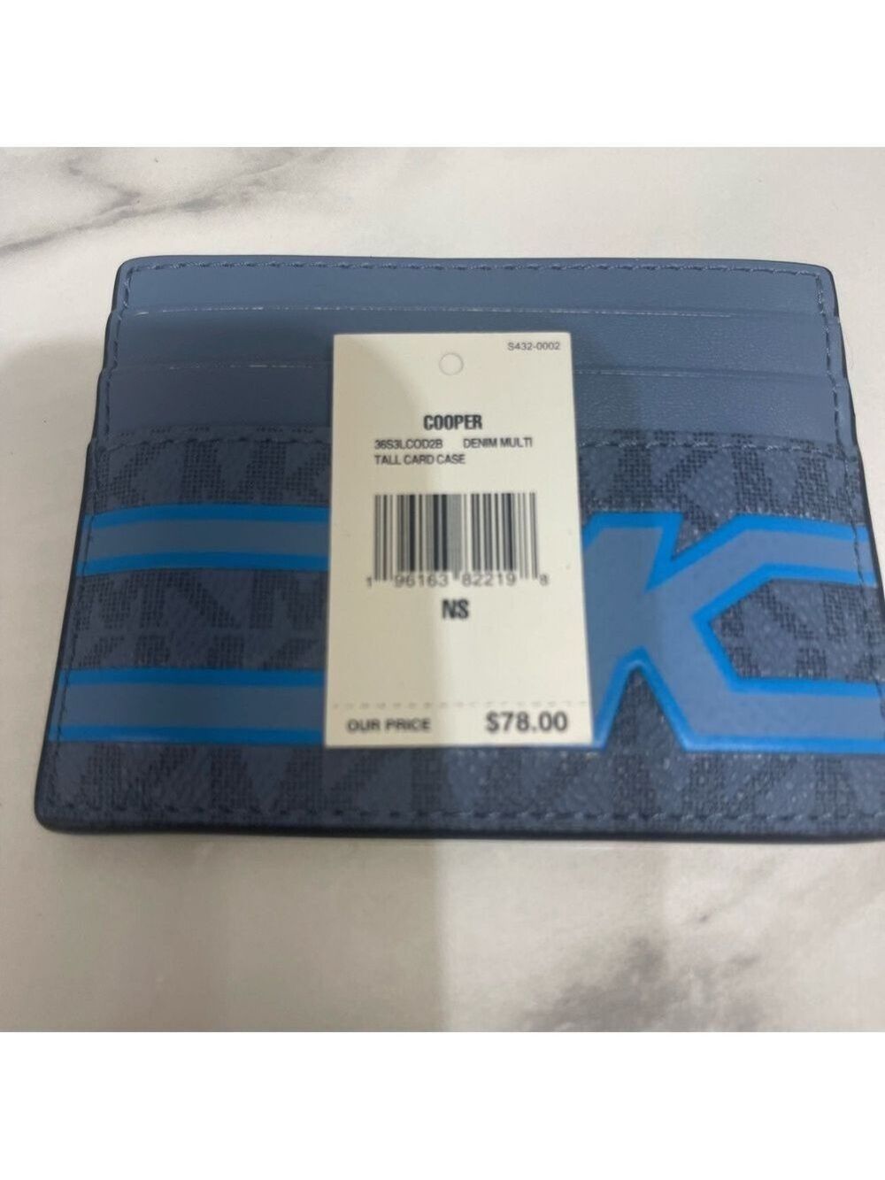 Michael Kors Cooper Utility Messenger & Card Holder Unisex Blue Logo Denim Multi - Picture 9 of 10